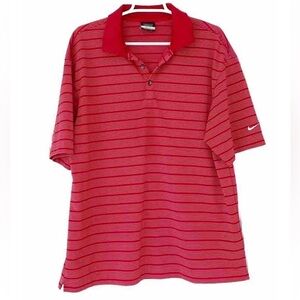 NIKE GOLF polo shirt size L red white striped shortsleeve dri-fit